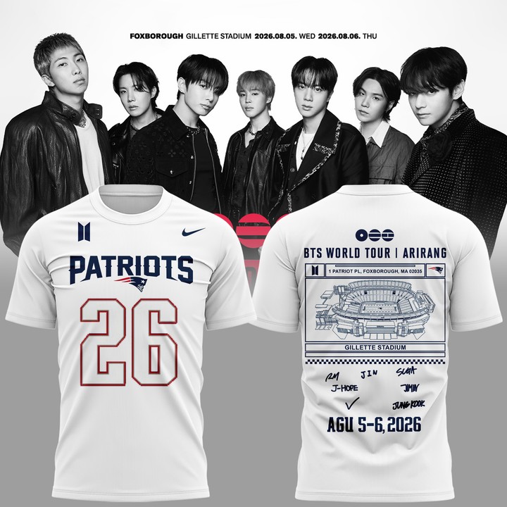 Exclusive Edition BTS x New England Patriots White T-Shirt 2026