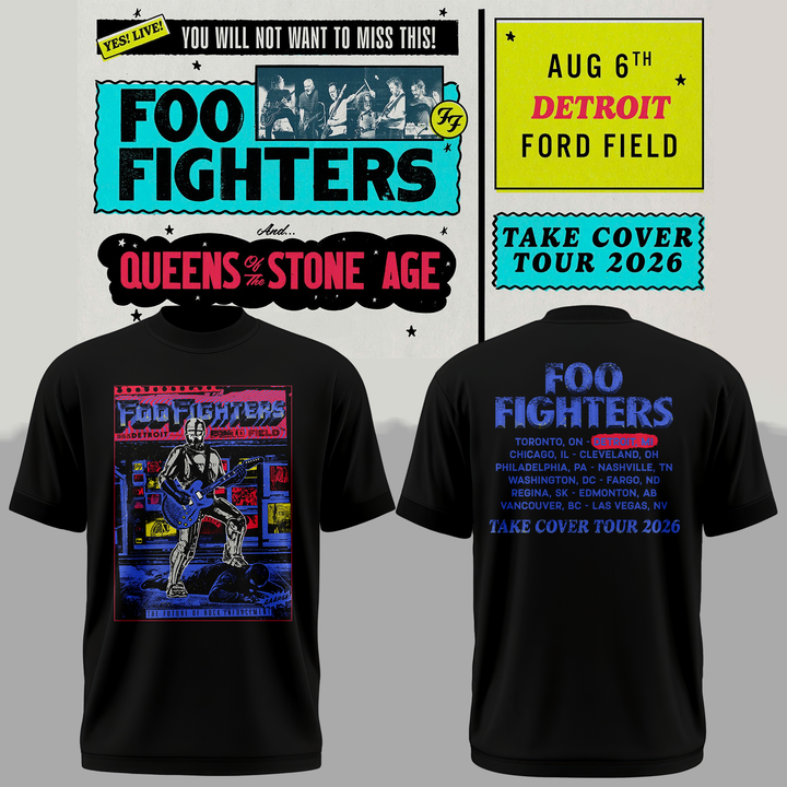 Foo Fighters Take Cover Tour 2026 Detroit MI T-Shirt
