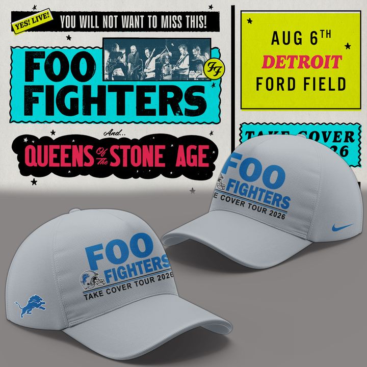 02.20. Special Foo Fighters x Detroit Lions - TAKE COVER TOUR 2026 T-Shirt
