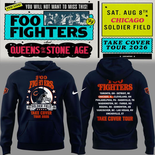 02.20. Exclusive Foo Fighters x Chicago Bears - Take Cover Tour 2026 Hoodie