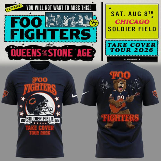01.16. Perfect Shirt Foo Fighters x Chicago Bears - Take Cover Tour 2026 T-Shirt