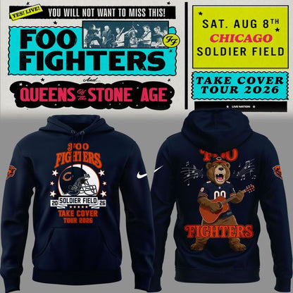 02.46. Special 2026 Foo Fighters x Chicago Bears - Take Cover Tour 2026 Hoodie
