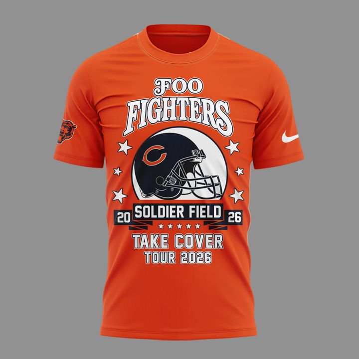 13.10. Orange Shirt Foo Fighters x Chicago Bears - Take Cover Tour 2026 T-Shirt