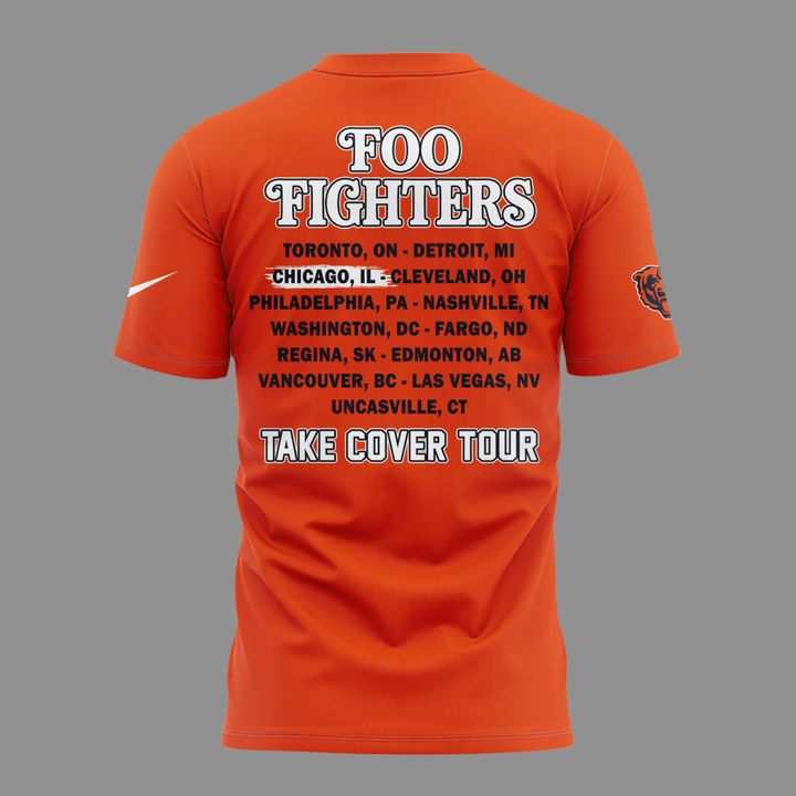 13.10. Orange Shirt Foo Fighters x Chicago Bears - Take Cover Tour 2026 T-Shirt