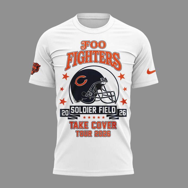 07.06. White Shirt Chicago Bears x Foo Fighters - Take Cover Tour 2026 T-Shirt