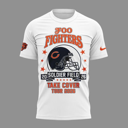 07.06. White Shirt Chicago Bears x Foo Fighters - Take Cover Tour 2026 T-Shirt