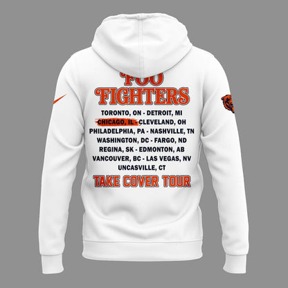 13.16. White Hoodie Chicago Bears x Foo Fighters - Take Cover Tour 2026 Hoodie