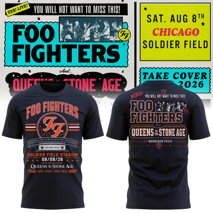 01.19. New Shirt Foo Fighters x Soldier Field - Take Cover Tour 2026 T-Shirt