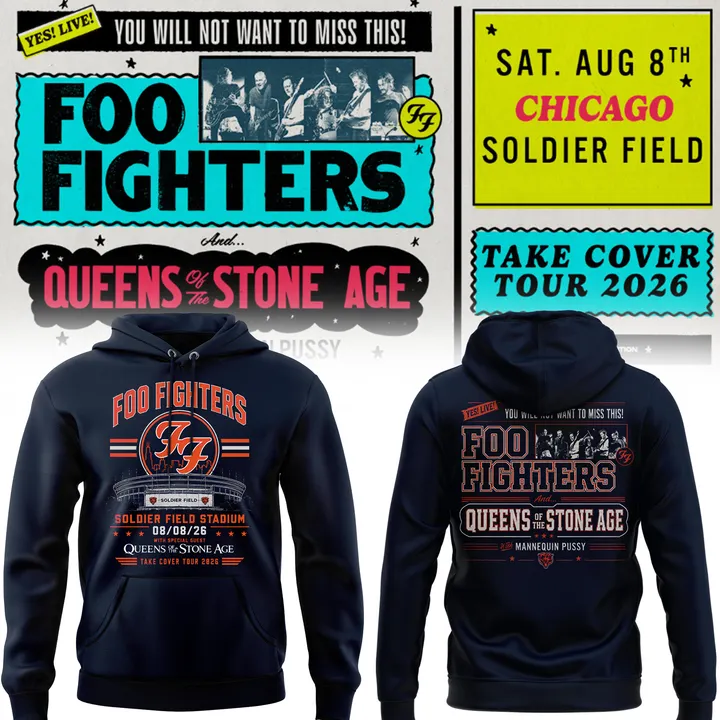 02.27. Hoodie Foo Fighters x Soldier Field Event - Take Cover Tour 2026 Hoodie