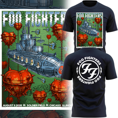 Foo Fighters x Queens of the Stone Age – Chicago 2026! Take Cover Tour 2026 🎸 Limited Edition T-Shirt