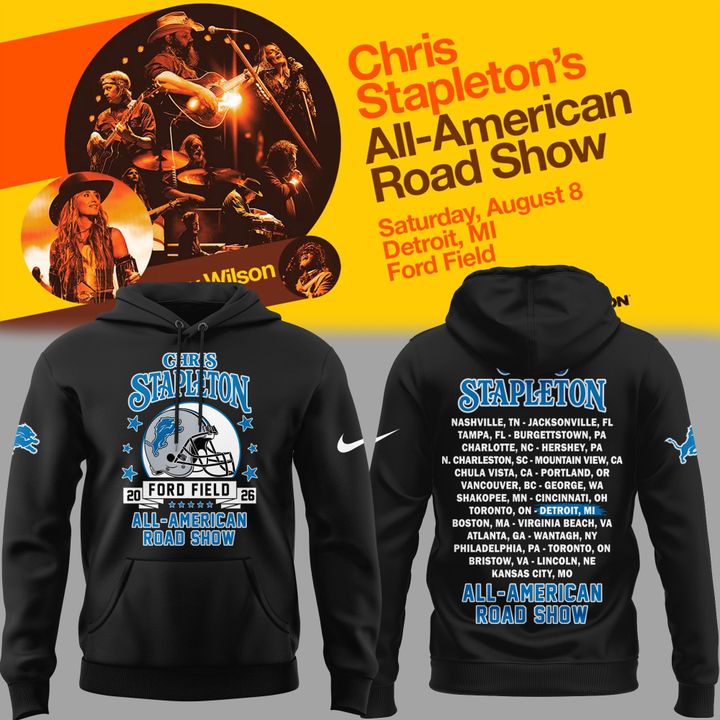 16. New Blue Hoodie Chris Stapleton x Detroit Lions - All American Road Show Hoodie