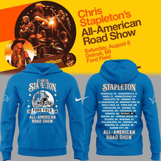 16. New Blue Hoodie Chris Stapleton x Detroit Lions - All American Road Show Hoodie