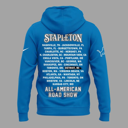 16. New Blue Hoodie Chris Stapleton x Detroit Lions - All American Road Show Hoodie