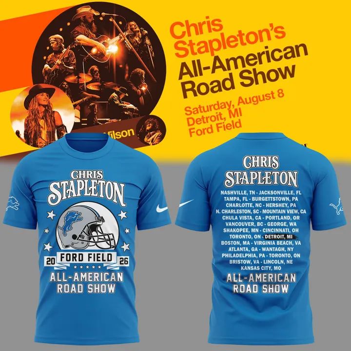 5. Chris Stapleton Show Tshirt- Detroit, MI - 08/08/2026