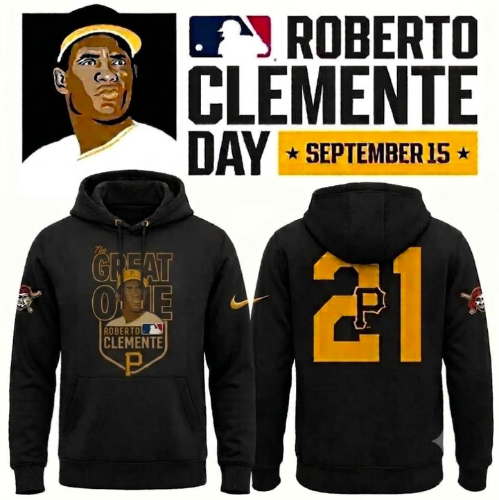 Roberto Clemente Day "The Great One" Pittsburgh Pirates Black Graphic Hoodie