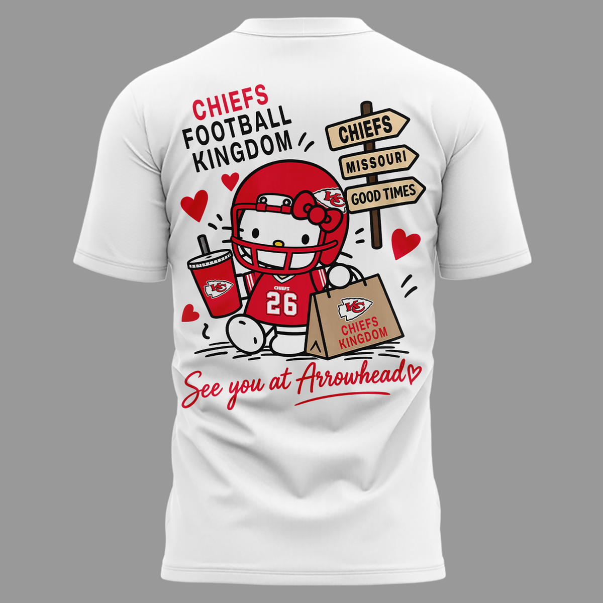 Limited Edition Kansas City Chiefs x Hello Kitty Tshirt 2026