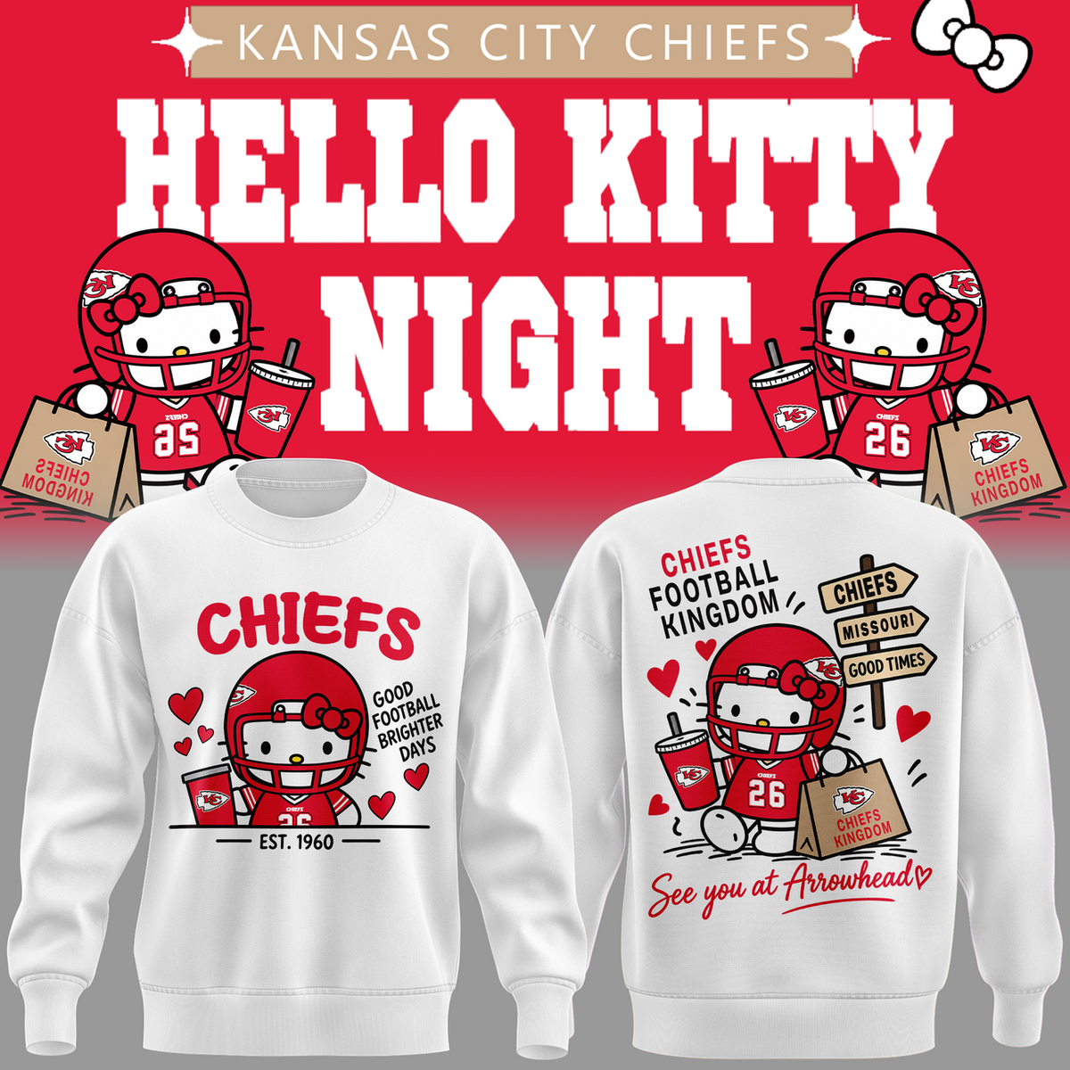 Limited Edition Kansas City Chiefs x Hello Kitty Sweat 2026