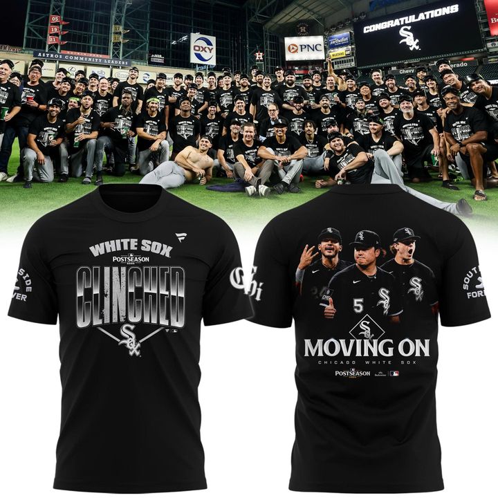 Women's Chicago White Sox Clinched Postseason T-Shirt - White Sox Moving On Playoffs Black Tee