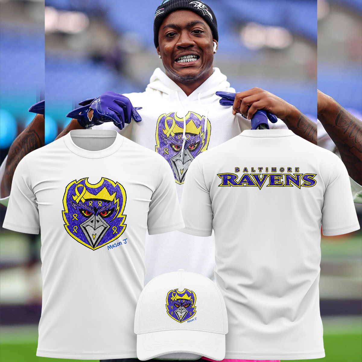 Limited Edition Baltimore Ravens Tshirt Designed By Young Heroes Battling Cancer
