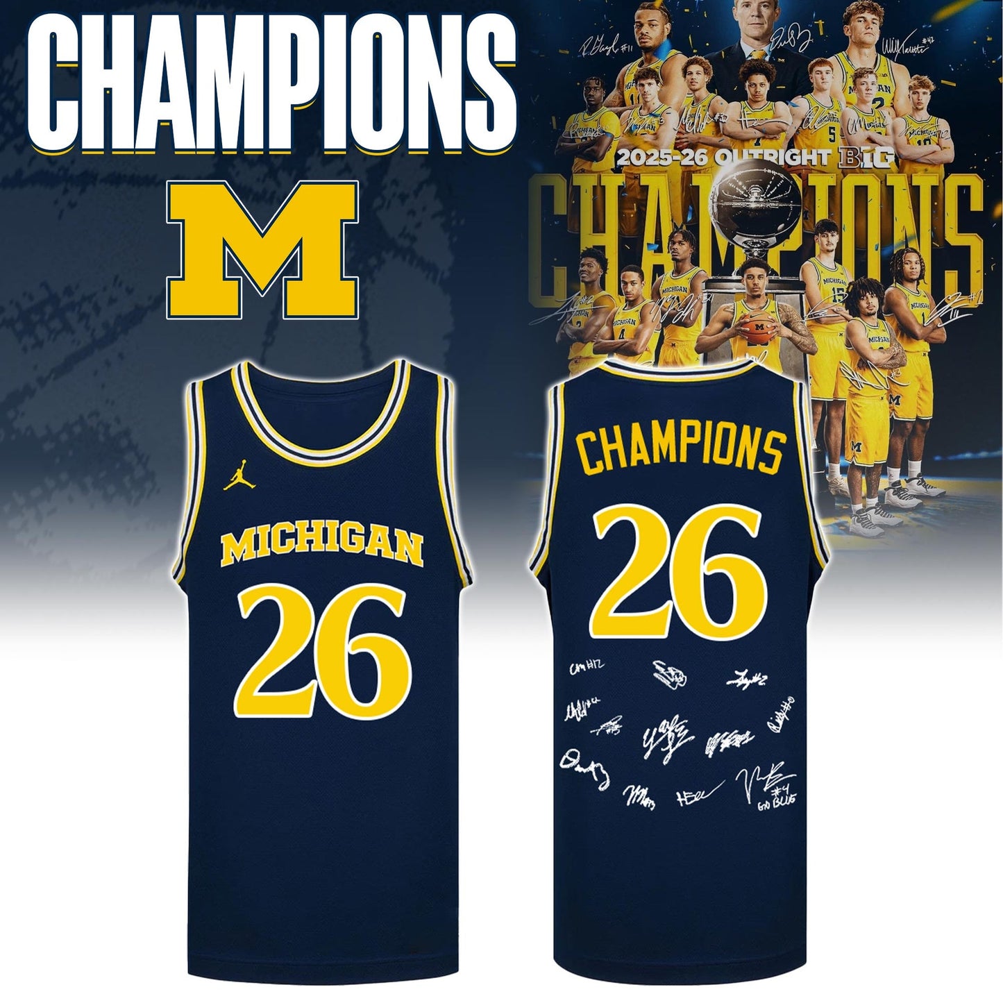 MICH Special Basketball Champions 2026 Limited Edition Dark Blue Jersey