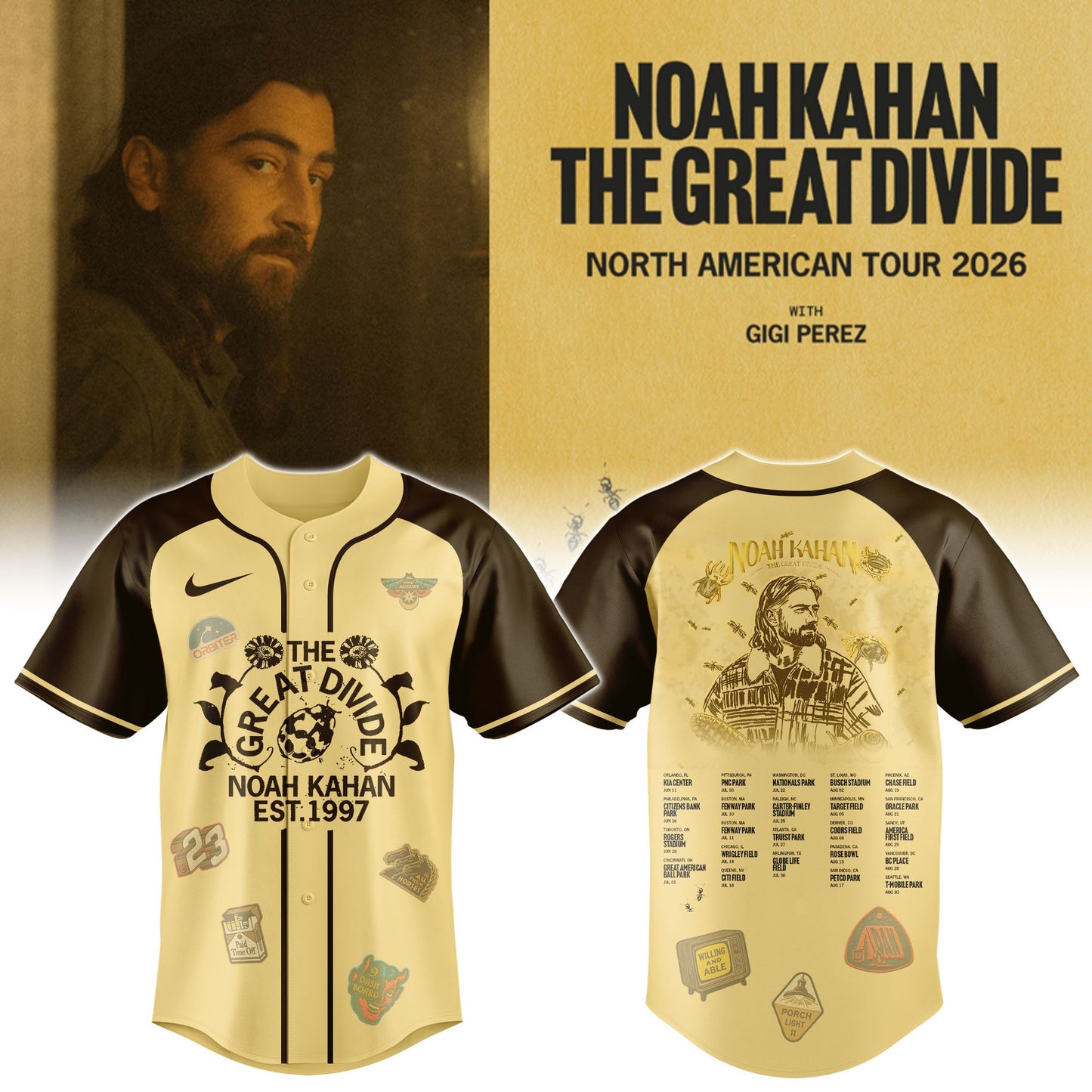 The Great Divide Tour Noah Kahan Limited Edition Basebal Jersey