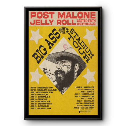 Post Malone Jelly Roll Carter Faith Bigxthaplug Big Ass Stadium Tour 2026 Poster - Portrait - Poster