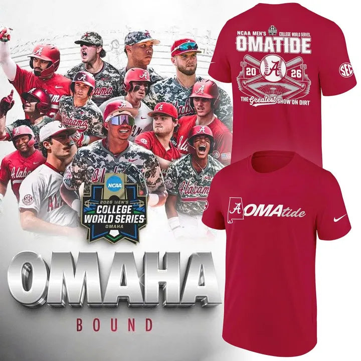 Exclusive Alabama Crimson Tide 2026 Baseball College World Series "OmaTide" T-Shirt