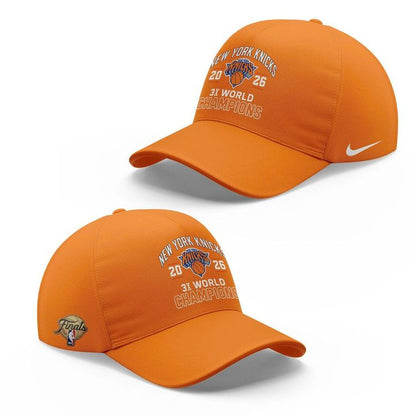New York Knicks 2026 Champions 3-Time Champions Orange T-Shirt