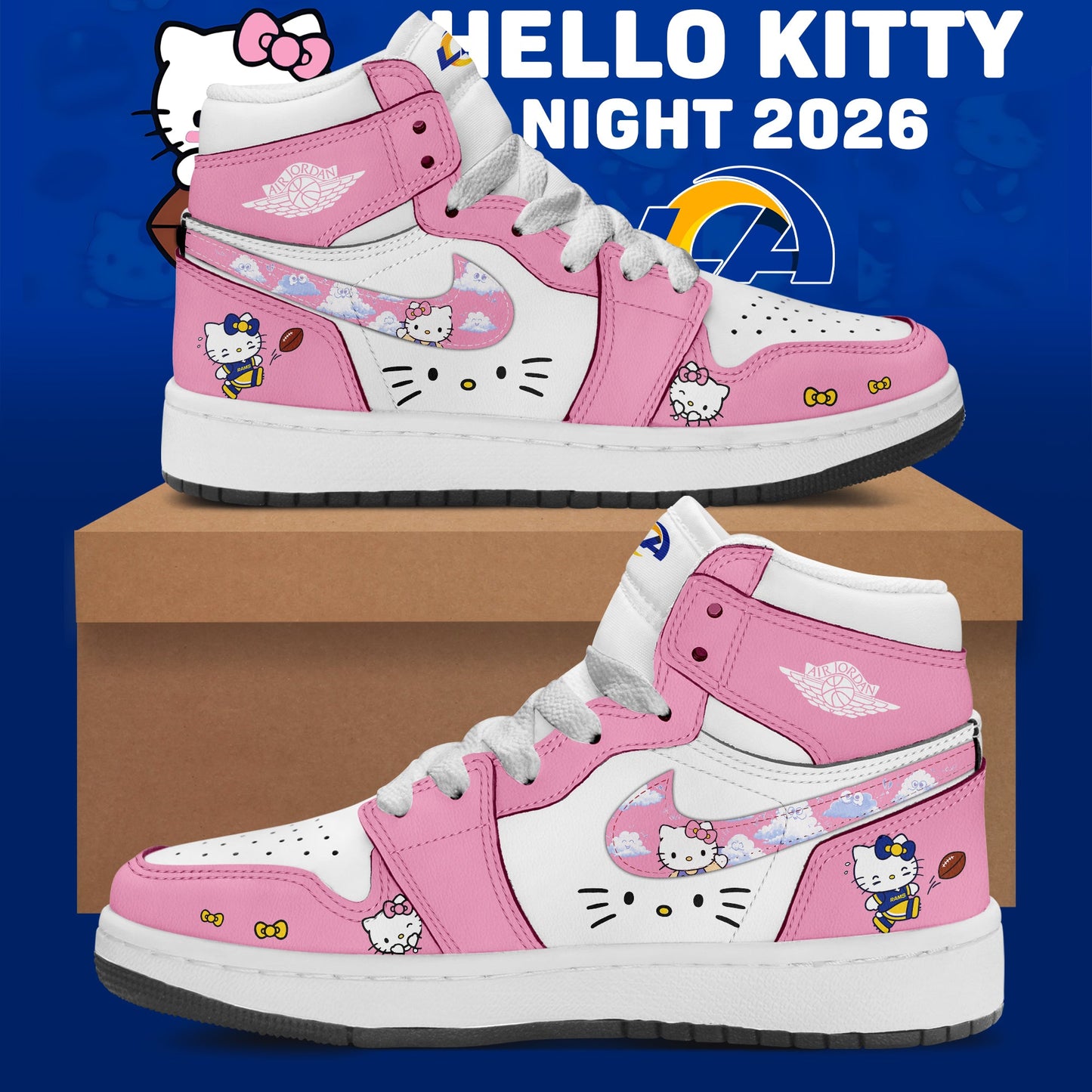 Custom LA Rms x Hello Kitty Night 2026 High-Top Leather Shoes