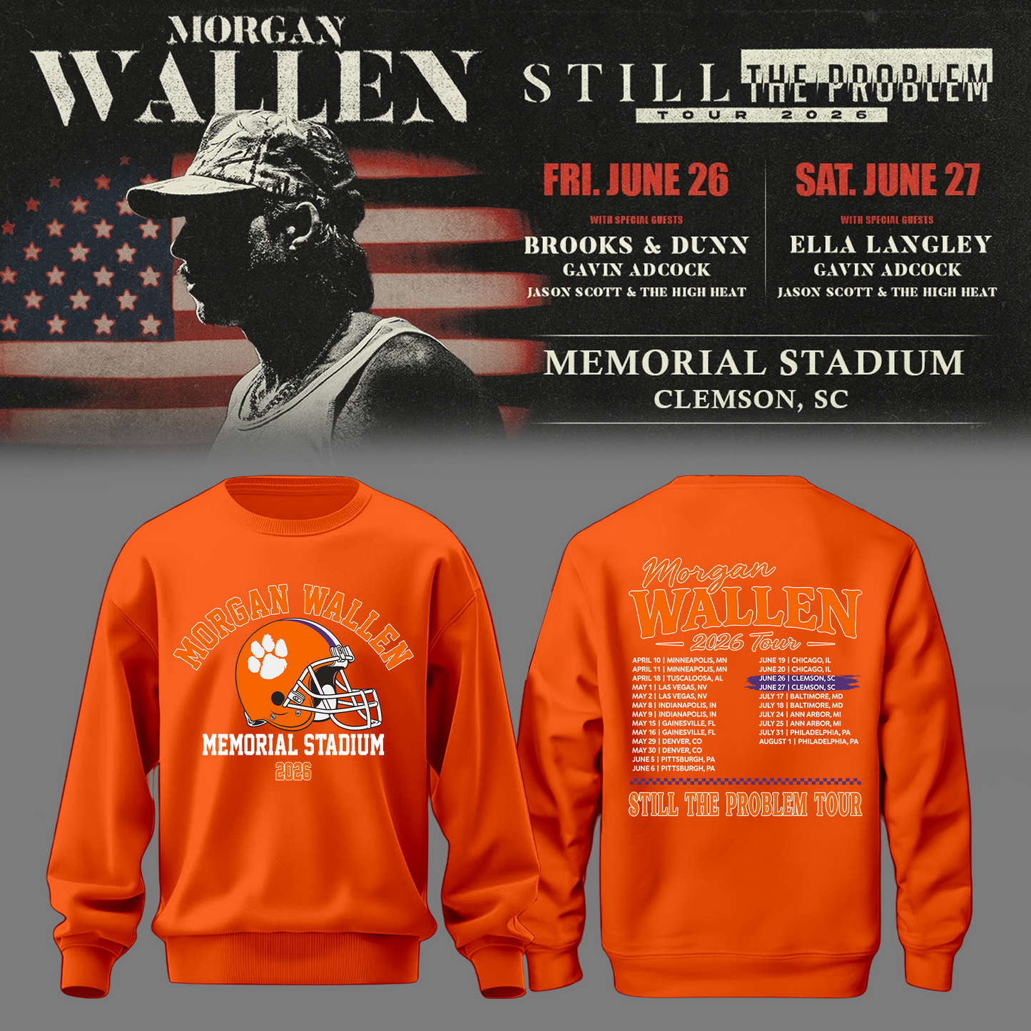 MW x Clemson Tigers Football - Still The Problem Tour 2026 Sweatshirt