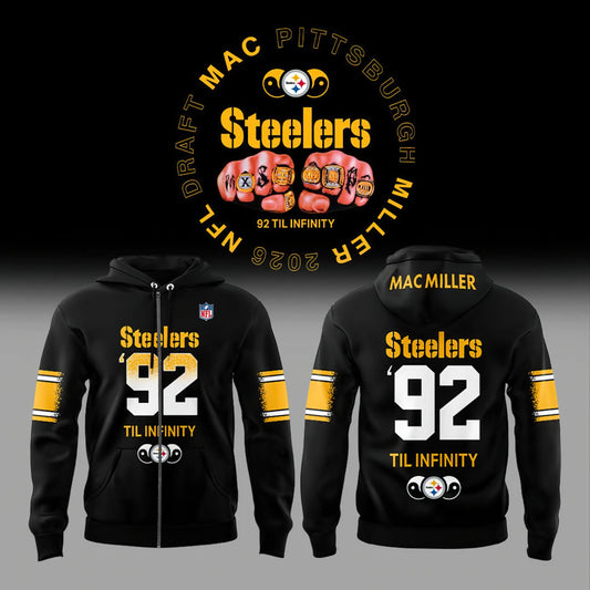 Pittsburgh Steelers × Mac Miller 92 Til Infinity Zip Hoodie - Limited Edition