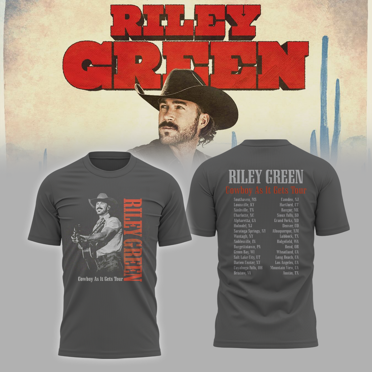 Riley Green Cowboy As It Gets Tour 2026 Edition Tshirt