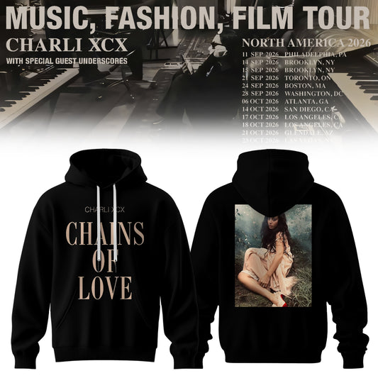 CHARLI XCX “MUSIC, FASHION, FILM” TOUR HOODIE IS HERE
