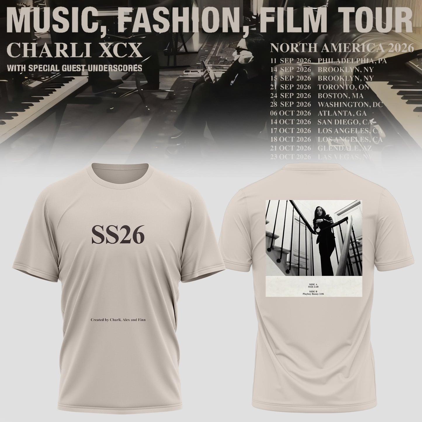 CHARLI XCX “MUSIC, FASHION, FILM” TOUR TSHIRT IS HERE