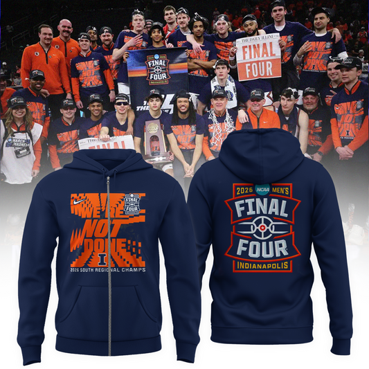 Navy Illinois Fighting Illini 2026 Men's Basketball Tournament March Madness Final Four Zip Hoodie