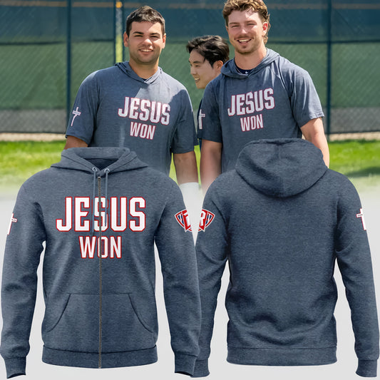 Limited Edition Radford Baseball Jesus Won Zip Hoodie