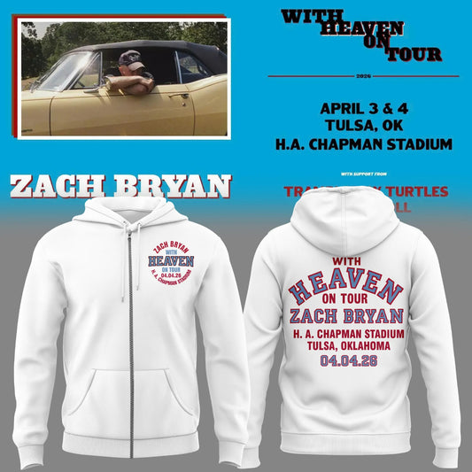 Exclusive Version Zach Bryan H. A. Chapman Stadium White Zip Hoodie 2026