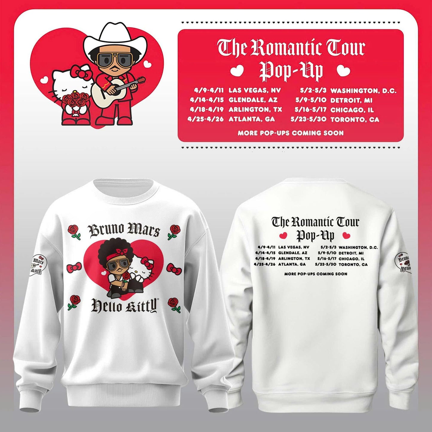 Bruno Mars x Hello Kitty "The Romantic Tour" Sweatshirt