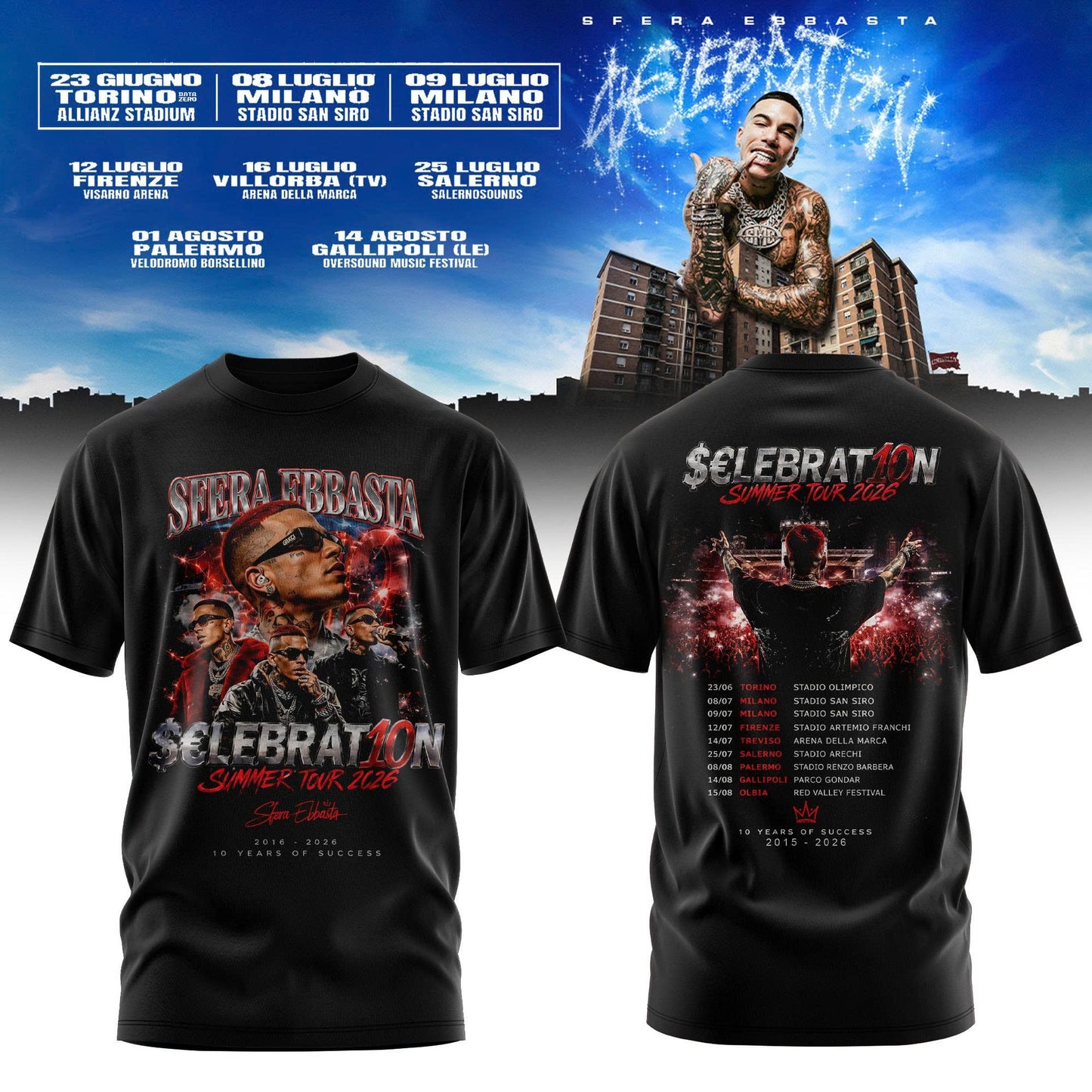 Sfera Ebbasta Tour 2026 Limited Tshirt