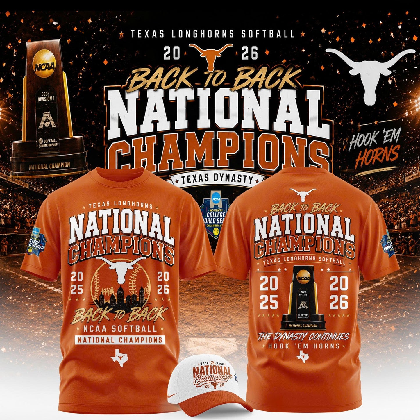 .2026 WCWS Back-To-Back National Champions Tshirt