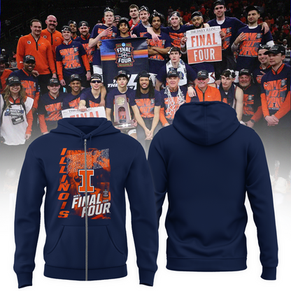 Navy Illinois Fighting Illini 2026 Men's Basketball Tournament March Madness Final Four Zip Hoodie