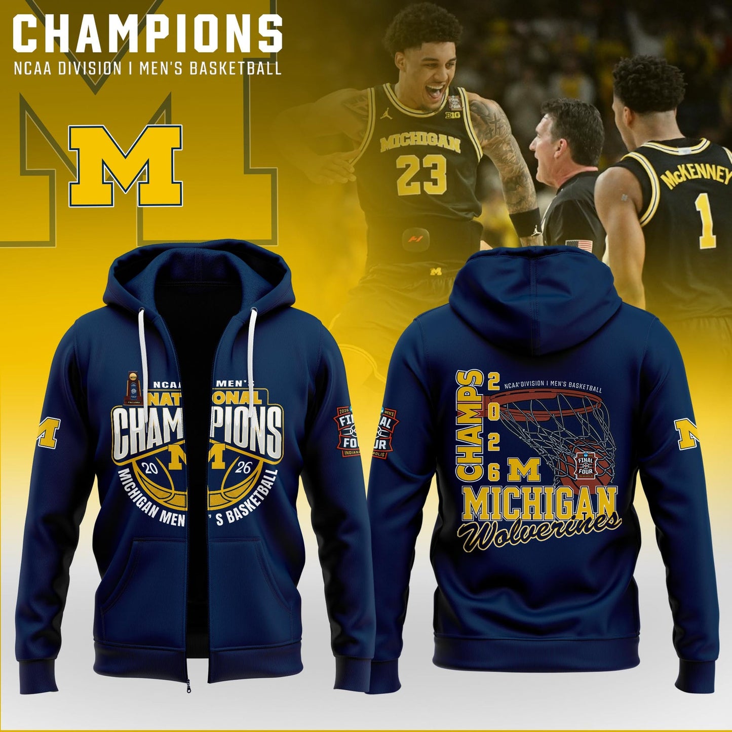 MICH Men’s Basketball 2026 National Champions ZipHoodie Limited Edition