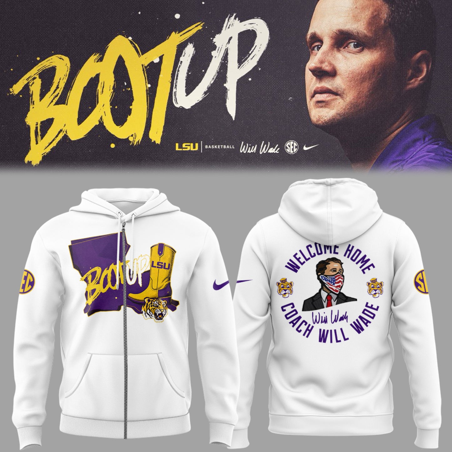 Limited Edition “Welcome Home,Coach Will Wade” 🐯🏀 Zip Hoodie